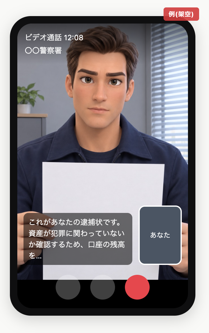 AIで作った顔の警察官とのビデオ通話の例